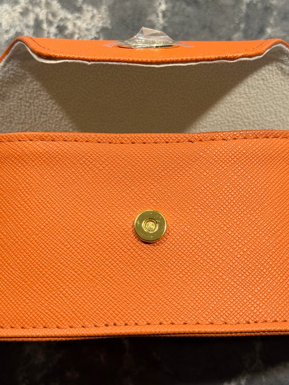 NWOT Tory Burch Sunglasses Case Faux Leather Textured Orange - Picture 5 of 6